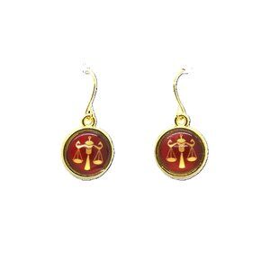 Red Libra Gold Earrings
